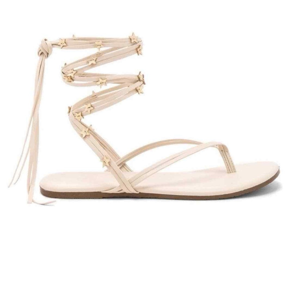 TKEES Lily Wrap Gold Star Dust Ivory Tan Sandals